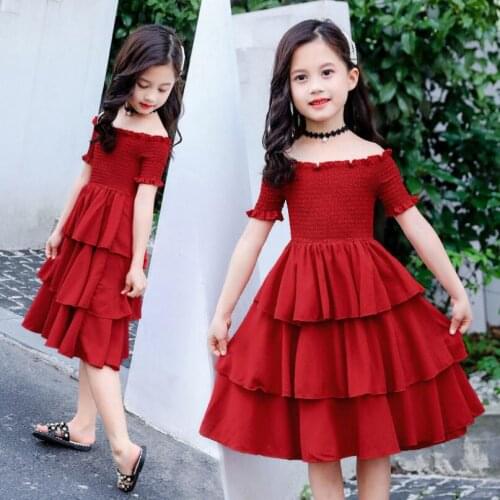 2020 Summer Beach Baby Toddler Teenager Girls Princess Cake Dress Short Sleeve Kids Party Dresses For Girl Childrens Clothes