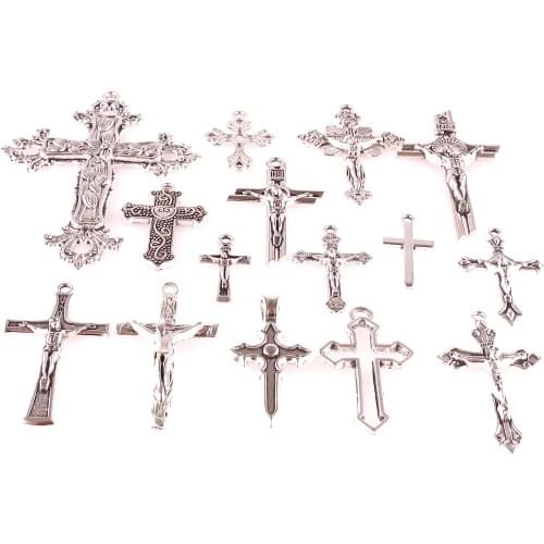 20Pcs/Lot Alloy Religion Cross Charms Making Handmade Metal Earrings Necklaces Jewelry Accessories