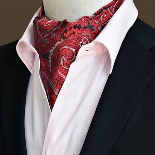 Mens Paisley Floral Jacquard Woven Self Cravat Tie Ascot Accessories