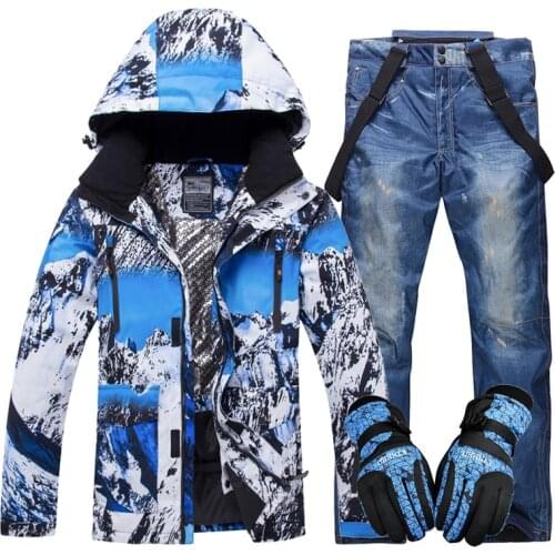 Winter Ski Suit Men Windproof Waterproof Warm Outdoor Hot Ski jacket + Pants Set Skiing Snowboarding Suits Set Male