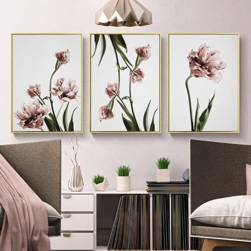 Tulip Flower Wall Art Canvas Painting Floral Poster Scandinavia Pictures for Living Room Bedroom Home Decorative