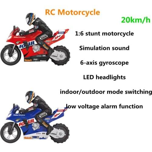 New 2.4Ghz RC Motorcycle 1: 6 stunt motorcycle Simulation sound indoor/outdoor mode switching 20km/h For Boys Gift 14
