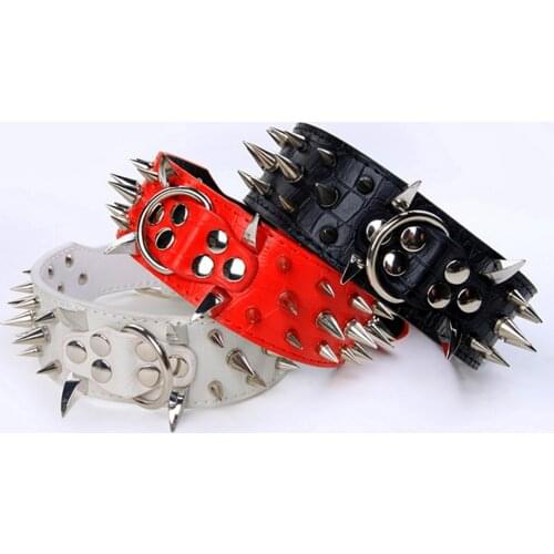 New High Quality Pet Collar Punk Rivet Dog Collar Big Dog Shepherd Akita Husky Samoyed Larger Dog Pug Leather Collar Pet Leader