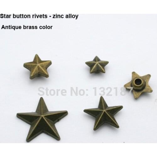 Wholesale zinc alloy metal rivets star jeans rivets antique brass free shipping ZD-016