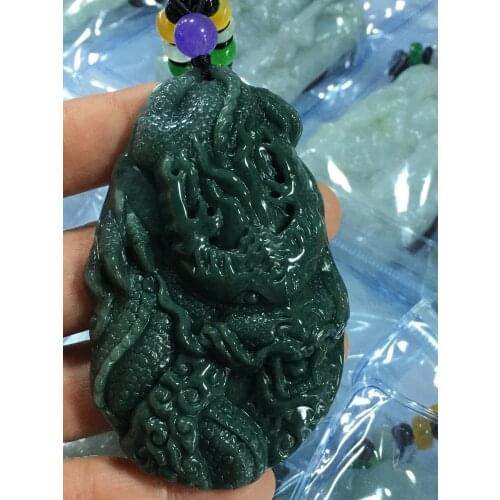 Real 7A Myanmar jade Hand-Carved jade dragon green jade pendant necklace pendants jewelry jade necklaces