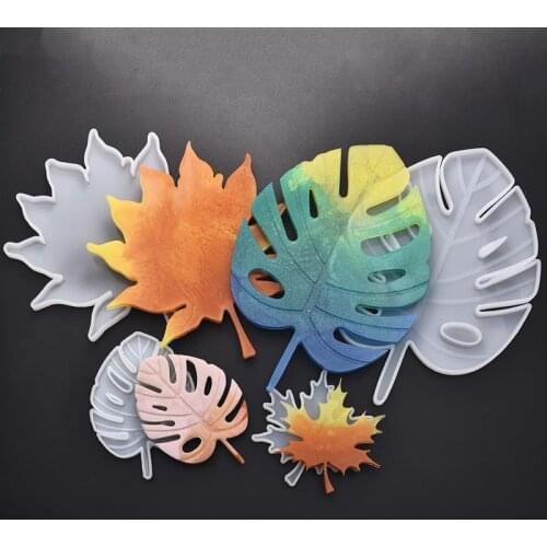4pcs/set Maple Leaf Monstera Coasters Silicone Molds for Epoxy Resin Casting Moulds DIY Handmade Tools Craft Jewelry Supplies