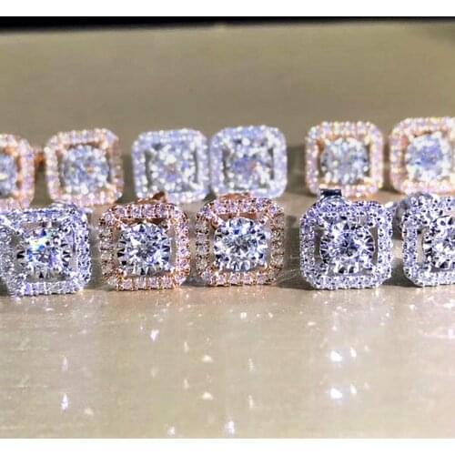 Huitan Simple Square Shaped Stud Earrings for Women Full Cubic Zirconia Shiny Wedding Jewelry Statement Earrings Wholesale Lots