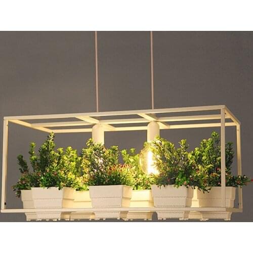 Modern Simple wood&Iron Chandelier lighting 3 kinds wrought iron plant pot bar restaurant balcony creative suspension lamp light