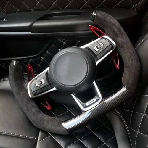 F1 Racing Cuatomized Real Carbon Fiber Sports Steering Wheel Alcantara Leather compatible for Volkswagen Golf GTI 2014-2020