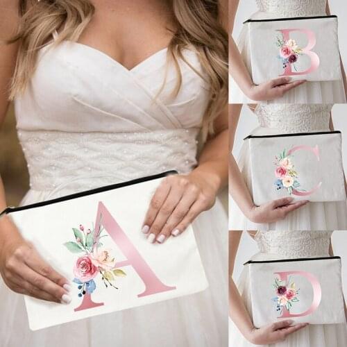 Letter Print Makeup Bag Bridal Shower Bachelorette Party Cosmetic Bag Purse Bridesmaid Toiletries Organizer Bride Wedding Gifts