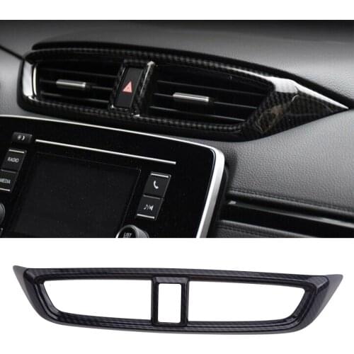 Carbon Fiber Style Black Interior Front Middle Outlet Vent Cover Trim Moulding ABS Fit for Honda CRV 2017 2018