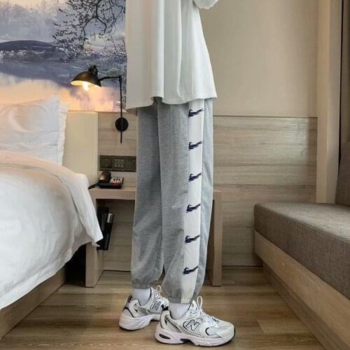 Summer Korean Pants Mens Fashion Retro Drawstring Casual Pants Men Streetwear Loose Hip Hop Straight Pants Men Trousers