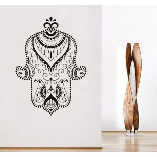 Hand Of The Goddess Vinyl Sticker Buddhism Symbol Hamsa Wall Hanging Boho Style Hand Of Fatima Decal Indian Amulet Murals C058
