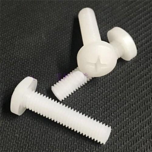 10pcs M4 PVDF Phillips screw Round head Pan heads Cross preservative Strong acid resistance Plastic screws 6mm-20mm Length