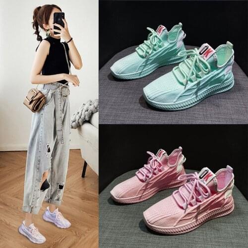New 7 Colors Women Fashion Sneakers Street Girl Candy Color Lightweight Breathable Knit Mesh Casual Sport Shoes Cool Trainers