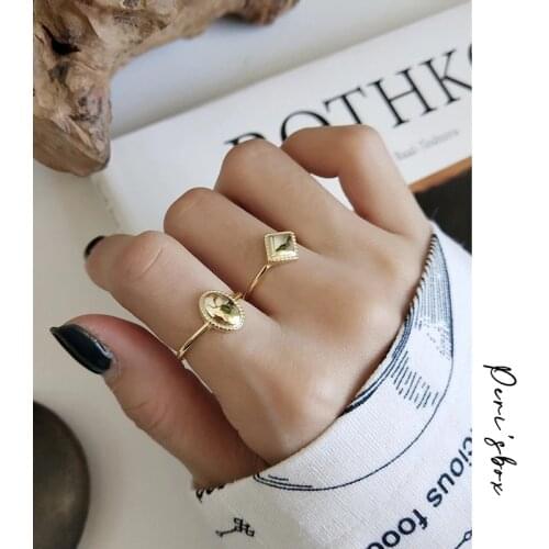 PerisBox 925 Sterling Sliver Geometric Stackable Rings for Women Chunky Adjustable Layered Rings Personality Custom Rings Mujer