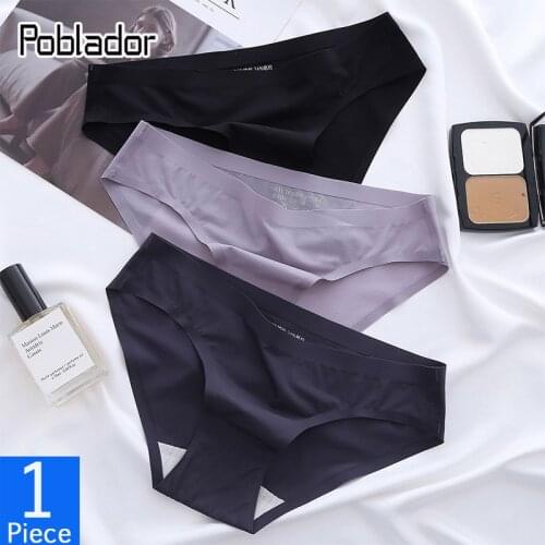 Poblador Hot Sale Sexy Womens Silk Sport Panties Underwear Seamless Solid Breathable Briefs Low Rise Soft Comfort Lady Lingerie