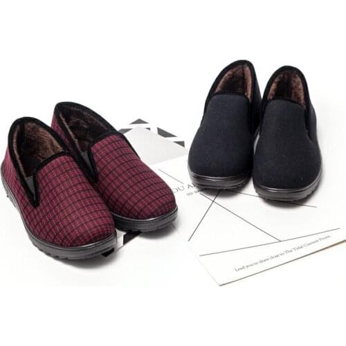 NAUSK Winter Mothers Cotton Shoes Comfortable Warm Two Cotton Middle-Aged Womens Shoes Elderly Cotton-Padded Shoes Loafers