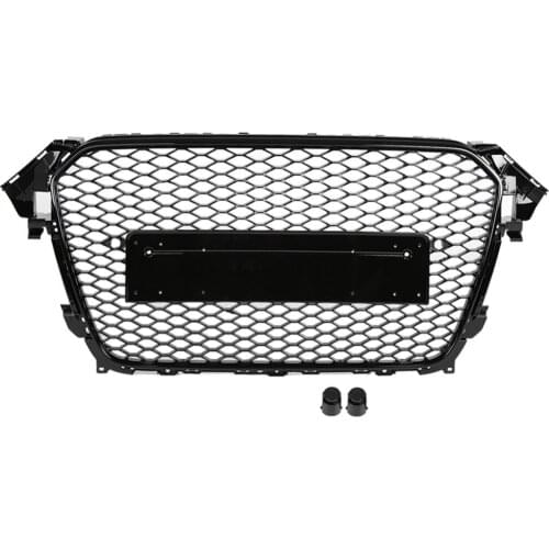 1 set Car Accessories for RS4 Style Front Sport Hex Mesh Hood Grill Gloss for Audi A4S4 B8.5 2013 2014 2015 2016 Black ABS
