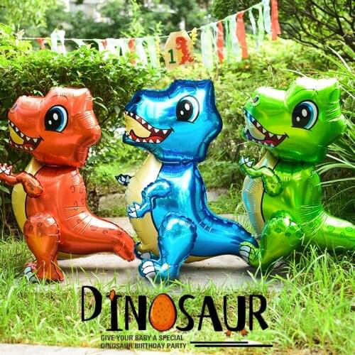 1pc 4D Walking dinosaur Foil balloons Green Standing Dragon Birthday Party Jurassic World Decor helium Balloon Kids toy globals