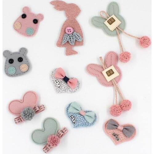 10pcs/lot new cute mixed cloth stickers felt love Mickey rabbit plush ball supply birthday decals DIY childrens accessories