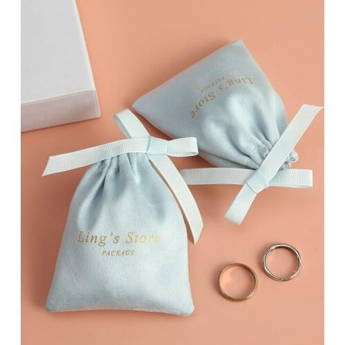 100 Custom Jewelry Packaging Pouch Flannel Velvet Bag Personalized Logo Small Necklace Bags Earring Pouches Printed Fee Included