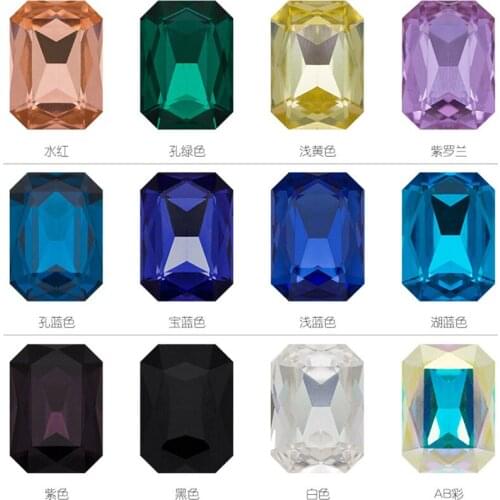 10x14mm 13x18mm Gass Rectangle Octagon K9 Crystal Pointed Back Fancy Stones High Quality For Jewelry Making