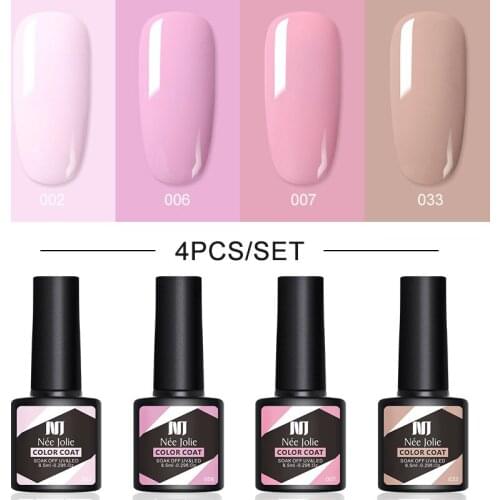 4pcs/set Glitter UV Gel Nail Polish Matte Base Top Coat Soak Off UV LED Nail Art Gel Lacquer Set Resin Semi Permanent Varnish