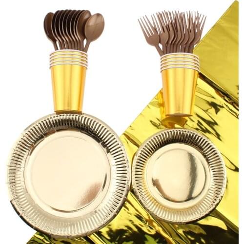 51Pc/Set Hot Stamping Theme Disposable Tableware Baby Shower Birthday Decoration Plates Spoons Tablecloth Napkins Party Supplies