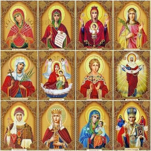 5D Diy Diamond Painting Religious Diamond Embroidery Full Circle Square Rhinestone Cross Stitch Home Decoration Handmade Product