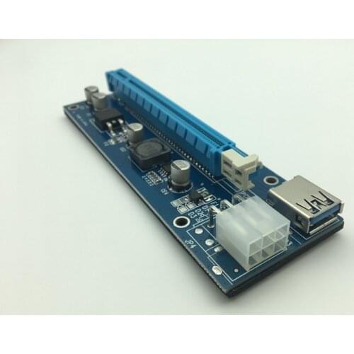 6Pcs 006C PCIe PCI-E PCI Express Riser Card 1x to 16x USB 3.0 Data Cable Adapter SATA to 4Pin IDE Molex 6 pin for Bitcoin Mining