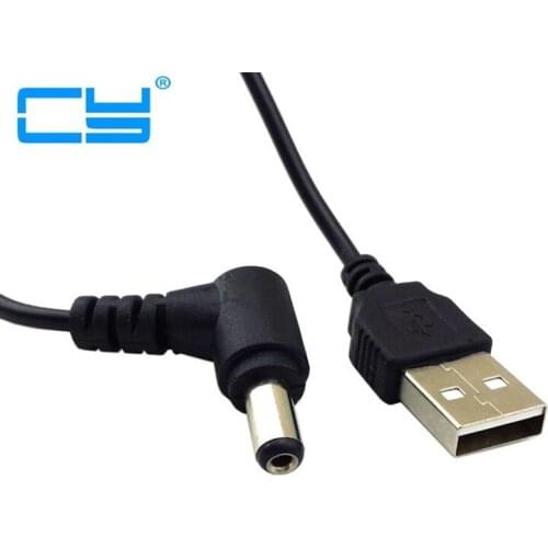 80cm USB 2.0 A Type Male to Right Angled 90 Degree 5.5 x 2.5mm DC 5V Power Plug Barrel Connector Charge Cable