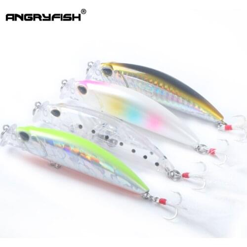 Angryfish Jerkbait Minnow 80mm/10g Hard Plastic Bait Artificial Lures Bass Pike ABS Wobbler for Fish Hooks Crankbait 3D Eyes