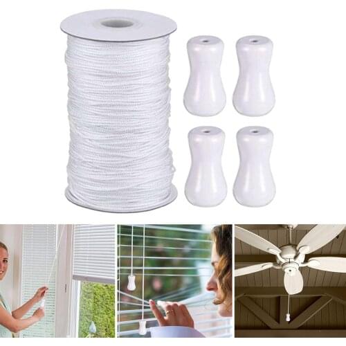 White Braided Lift Shade Cord Wood Pendant for Aluminum Blind Shade Gardening Plant