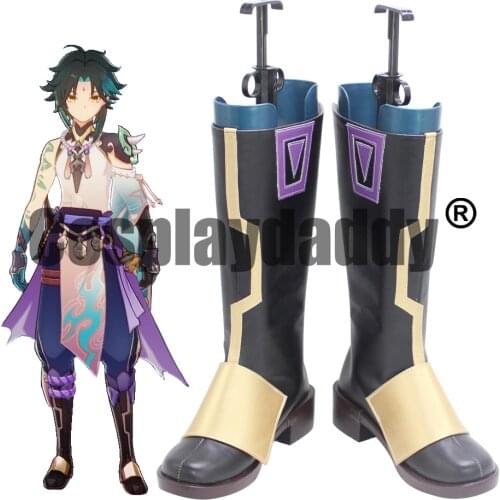 Genshin Impact Liyue Adeptus Vigilant Yaksha Alatus, the Golden-Winged King Xiao Cosplay Shoes Boots X002