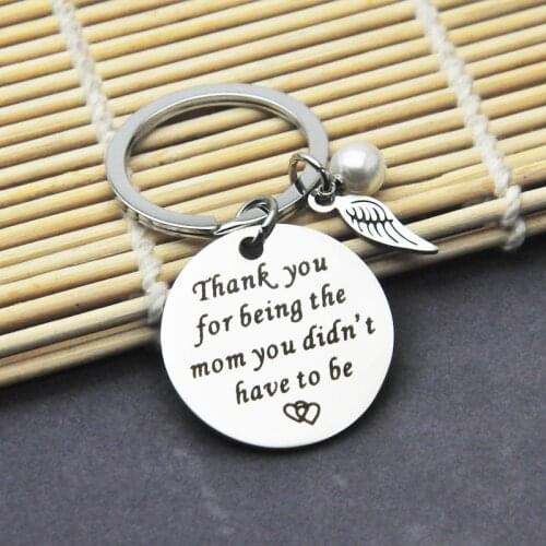 Stainless Steel Keychains Mom Gifts Jewelry Keychain Engraved Thank You for Being the Mom Stainless Steel Keyring Gift Key Chain