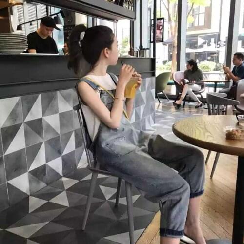 Retro Denim Suspenders Trousers Student Overalls Loose Jeans Korean Fashion Cowboy Braces Pants Summer Women Nine Point Jumpsuit