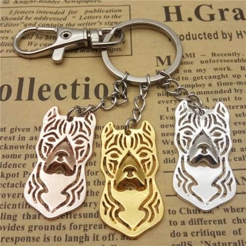 Elfin New American Staffordshire Terrier Keychains Fashion Dog Key Rings Pit Bull Key Chains Cute Female Male Pet Jewellery Gift