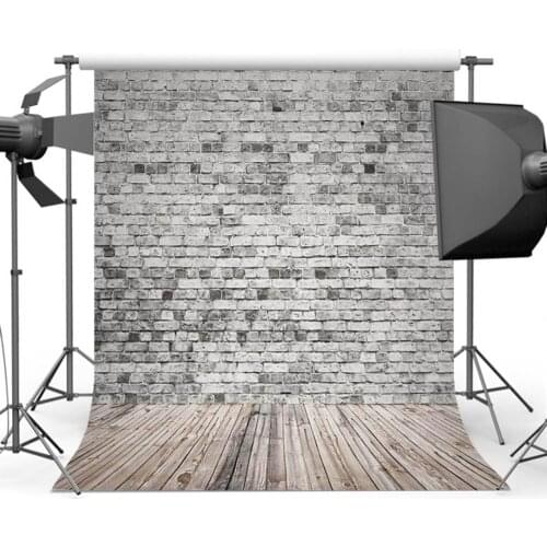 Mehofoto Retro Brick Wall Photo Backdrop for Photography Wood Floor Background for Photo Studio F-1585