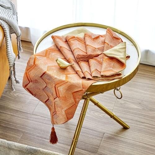 Fyjafon Table Runner 32*270 jacquard weave Blue Table Runners Hotel Living room Decoration Table Runner Bed Runner Orange