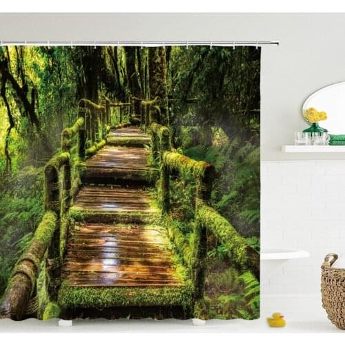 Forest Natural Scenery Shower Curtains High Quality Waterproof Shower Curtain Tree landscape Bathroom Curtain Polyester Fabric