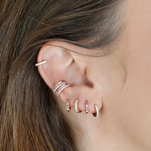 CRMYA Cute Cubic Zirconia Ear Cuff Earrings For Women Silver Gold Filled Clip Earrings Without Piercing Punk Fashion Jewelry