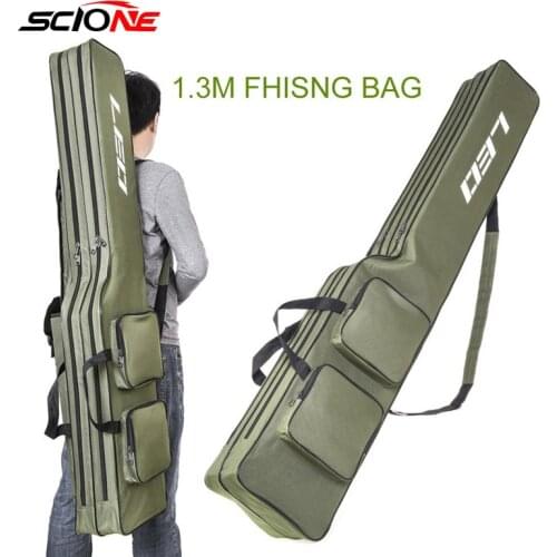 Multifunction 600D Nylon Fishing Bag 2 Layer 130cm Fishing Rod Bag Large Capacity Waterproof Portable Tackle Bags Storage XA109G