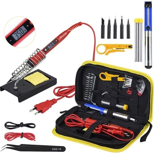 908S 80W Soldering Iron Kit Adjustable Temperature 110V 220V LCD Solder Welding Tools Ceramic Heater Soldering Tips Desolder