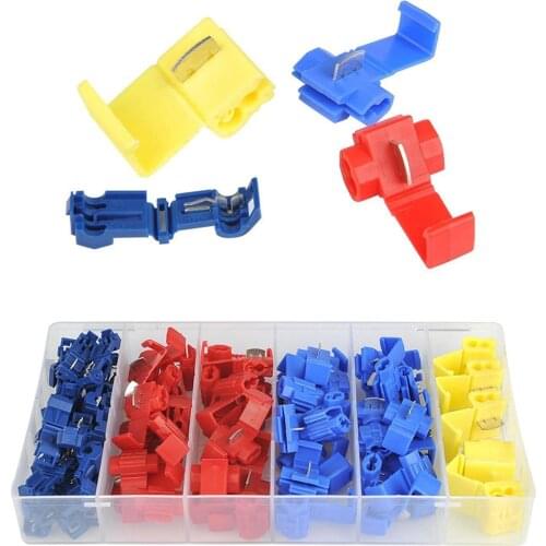 65pcs Electrical Cable Break-free Connector Fast Quick Splice Lock Wire Connection Crimp Terminals Clip Parallel Buckle Set