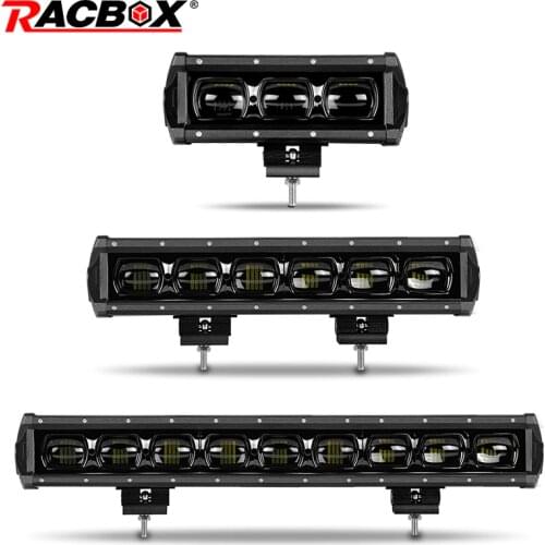 RACBOX 8 14 20 27 34 40 inch 6D Lens Single Row Led Light Bar For Offroad ATV UTV UAZ Flood Beam Car Driving Work Light 12V 24V