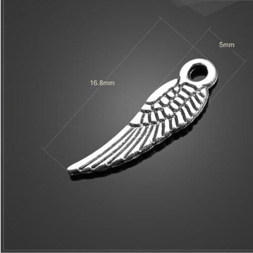 Wholesale High quality 20 PCS/Lot 16.8mm*5mm alloy silver plated angel wing floating small charms