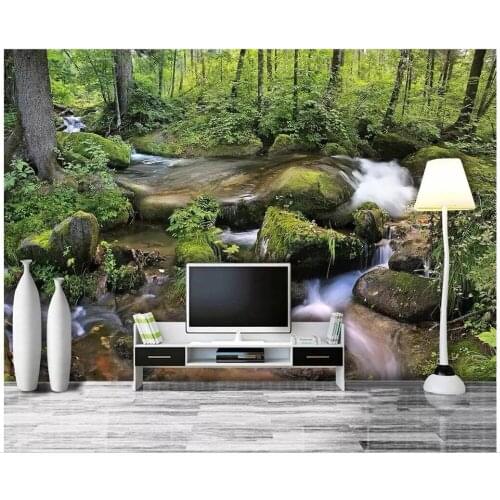 Custom photo 3d wallpaper Stream water landscape under the forest living room home decor 3d wall murals wallpaper for walls 3 d