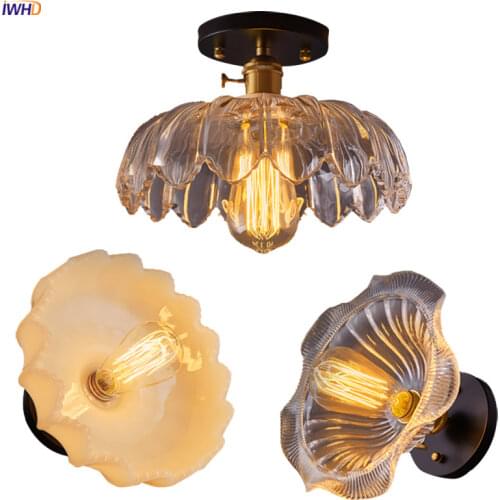 IWHD Loft Industrial Decor Edison Ceiling Lights Kitchen Balcony Porch Aisle Glass Vintage Ceiling Lamp Plafon LED De Techo