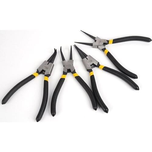 Precision Circlip Retaining Ring Pliers 7 Inch, Internal & External Curved & Straight Circlip Pliers, Anti-slip Handle